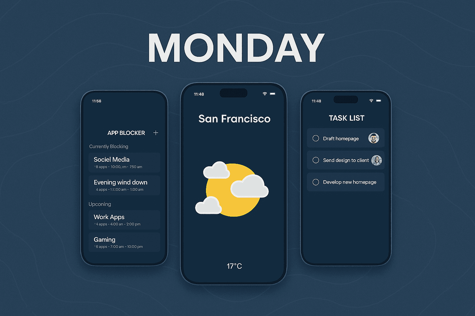 Monday app — dashboard and task views