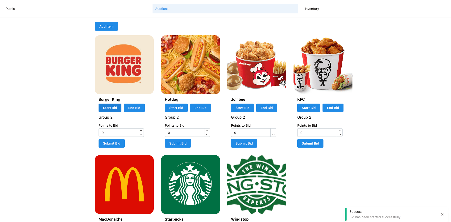 RHOC Supper Bidding System Preview UI